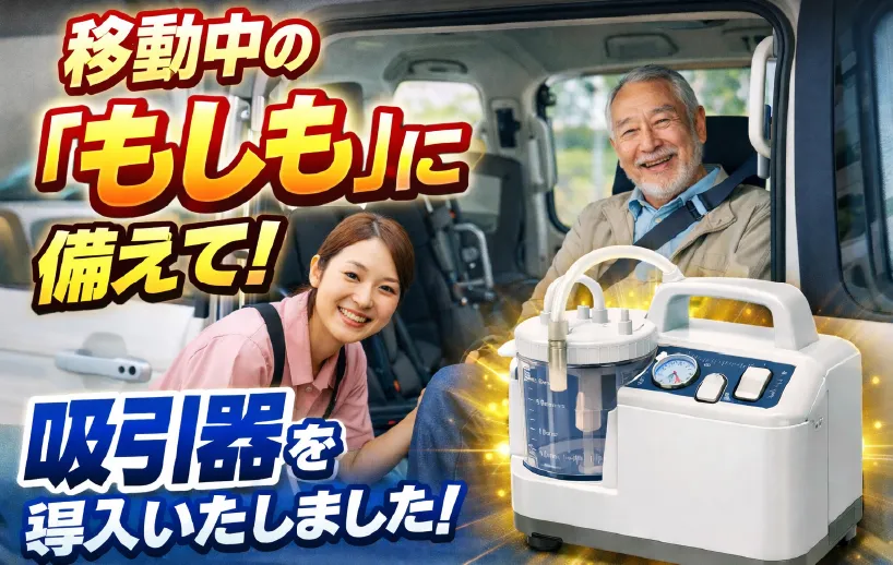 移動中の「もしも」に備えて。吸引器を導入いたしました